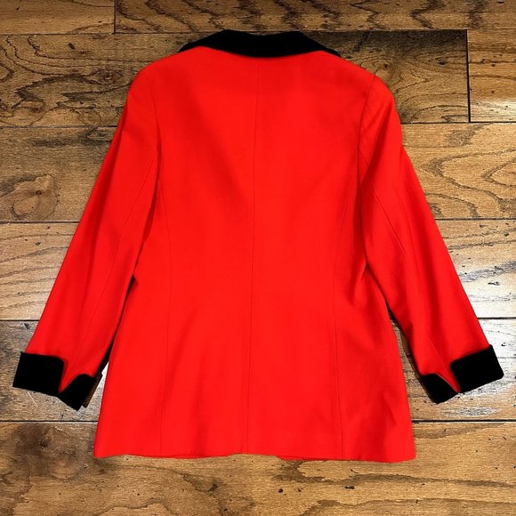 80s Vintage size 12 Louis Féraud Victorian Equestrian Red & Black Jacket - Picture 2 of 7